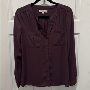 LOFT Purple Women's Long Sleeve Blouse